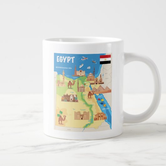 Eine Cartoon-Karte Ägyptens Jumbo-Tasse (Rechts)