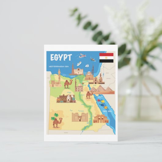Eine Cartoon-Karte Ägyptens Postkarte (Stehend Vorderseite)