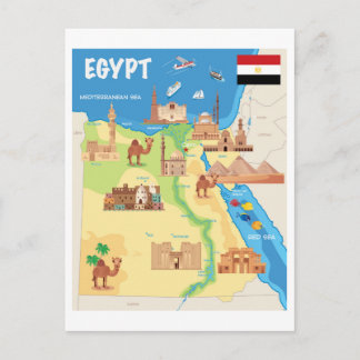 Eine Cartoon-Karte Ägyptens Postkarte
