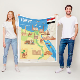 Eine Cartoon-Karte von Ägypten Fleecedecke