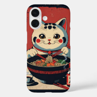 eine Cartoon-Maneki-Neko-Katze iPhone 16 Hülle