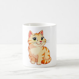 eine Cartoon-Orangekatze mit getigertem Fell Kaffeetasse