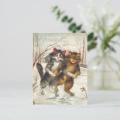 Eine Cat Couple Ice-Skaten Postkarte (Stehend Vorderseite)