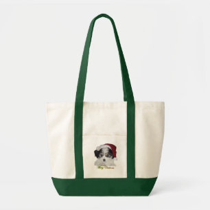 Eine Cavachon frohe Weihnacht-Leinwand-Tasche Tragetasche