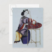 Eine Chinesin, die ihr die Haare anlegt Postkarte (Vorne/Hinten)