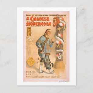 "Eine chinesische Flitterwoche" Theaterstückplakat Postkarte