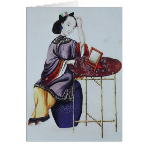 Eine chinesische Frau, die ihr Haar vereinbart