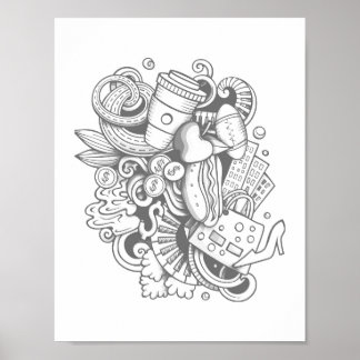 Eine Collage aus verschiedenen Gegenständen zum Au Poster