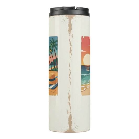 Eine Collage der Sommerbewohner Thermosbecher (Rückseite)