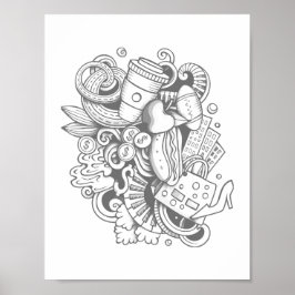 Eine Collage von verschiedenen Gegenständen, die W Poster