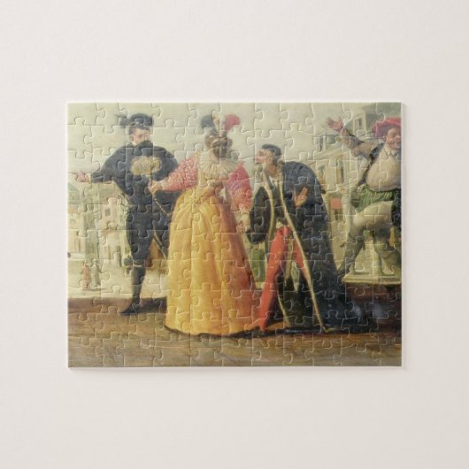 Eine Commedia- dell'arteTruppe vor einer Puzzle (Horizontal)