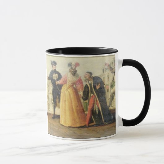 Eine Commedia- dell'arteTruppe vor einer Tasse (Rechts)