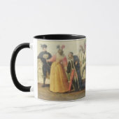 Eine Commedia- dell'arteTruppe vor einer Tasse (Links)
