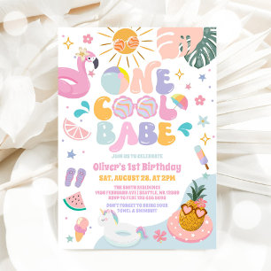 Eine coole Babe-Poolparty Sommer 1. Geburtstag Einladung