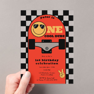 Eine coole Dude-Einladung zum 1. ersten Geburtstag Acryleinladungen