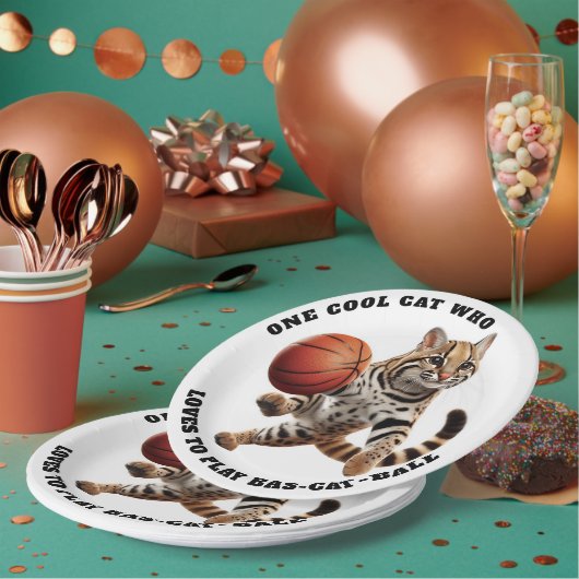 Eine Coole Katze, die Lieben hat, Bas-Cat-Ball zu  Pappteller (Multi)