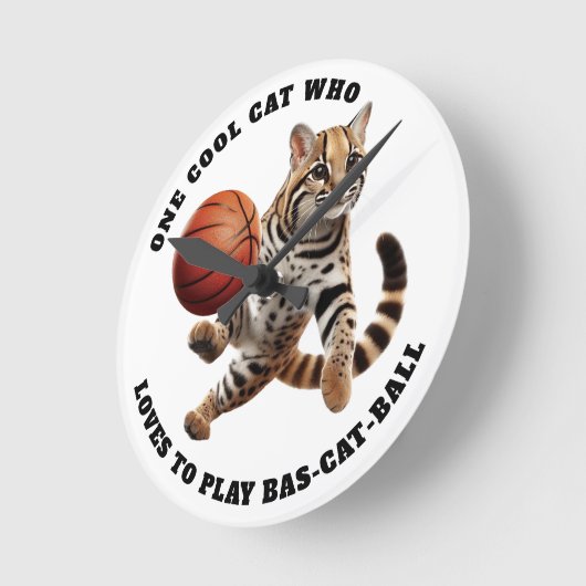 Eine Coole Katze, die Lieben hat, Bas-Cat-Ball zu Runde Wanduhr (Winkel)