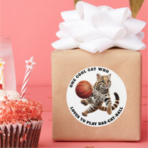 Eine Coole Katze, die Lieben hat, Bas-Cat-Ball zu  Runder Aufkleber