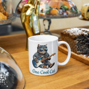Eine Coole Katze Gitarre spielen Kaffeetasse