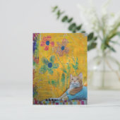 Eine coole Katze Mixed Media Collage Postkarte (Stehend Vorderseite)