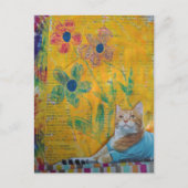 Eine coole Katze Mixed Media Collage Postkarte (Vorderseite)