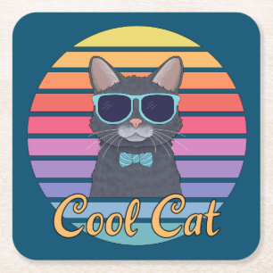 Eine Coole Katze Rechteckiger Pappuntersetzer