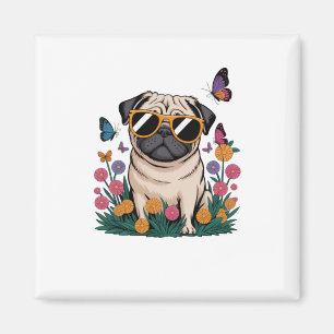 Eine coole Mops-Wasserfarben-Illustration Oversize Magnet