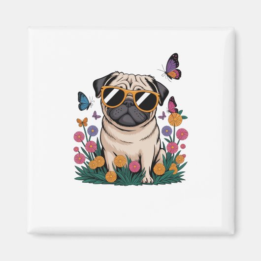 Eine coole Mops-Wasserfarben-Illustration Oversize Magnet (Vorne)
