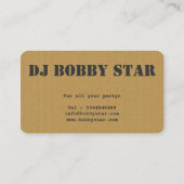 Eine coole Papperunde DJ-Ikonengeschäftskarte Visitenkarte (Rückseite)