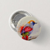 Eine coole rote Vogelfarbe Button (Vorne & Hinten)