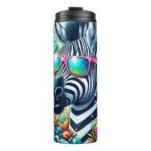 Eine Coole Zebra mit farbiger Sonnenbrille Thermosbecher (Vorderseite)