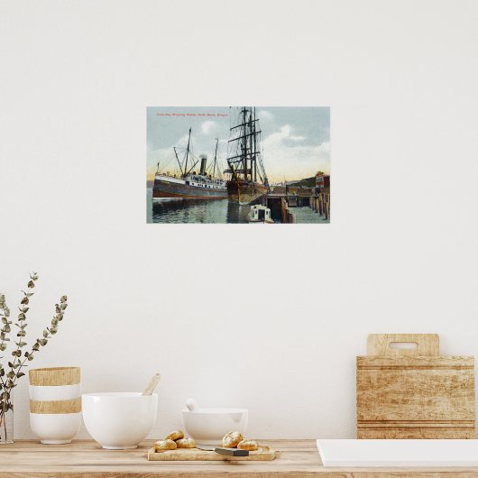 Eine coos Bay Shipping Szene am Dock Poster (Küche)