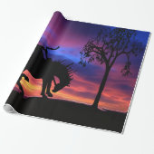 Eine Cowboy-Silhouette bei Sonnenuntergang Geschenkpapier (Ungerollt)