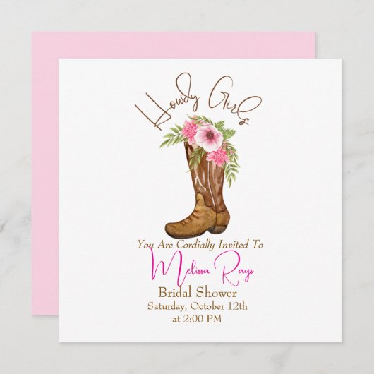 Eine Cowgirl Boots Bridal Dusche Einladung (Vorne/Hinten)