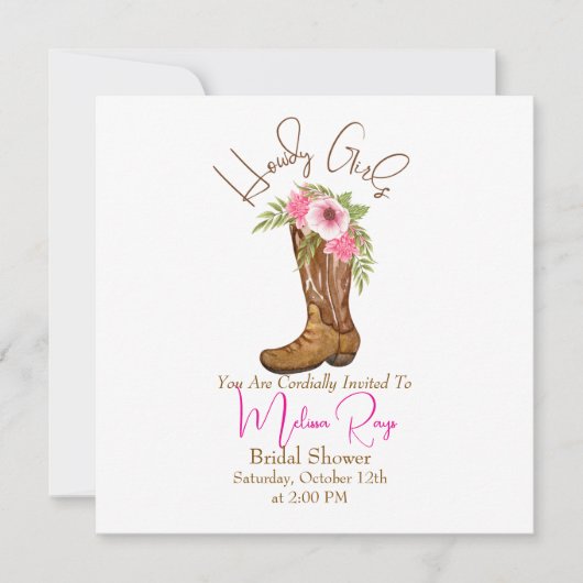 Eine Cowgirl Boots Bridal Dusche Einladung (Vorderseite)