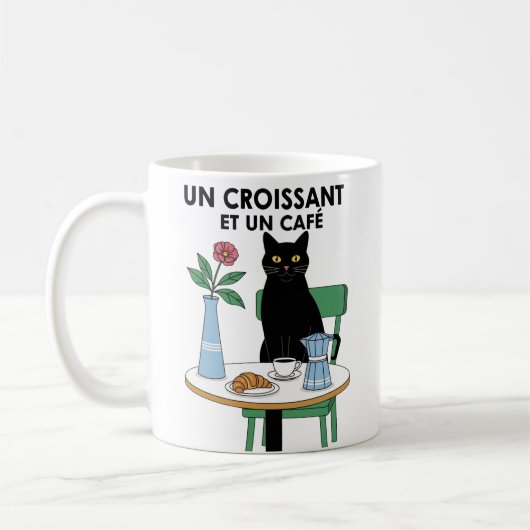 Eine Croissant-Katze Kaffeetasse (Links)