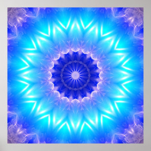 eine cyan-blaue Mandala für Kehle chakra Poster