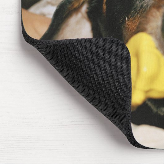 Eine Dackel wird gebadet. Mousepad (Ecke)