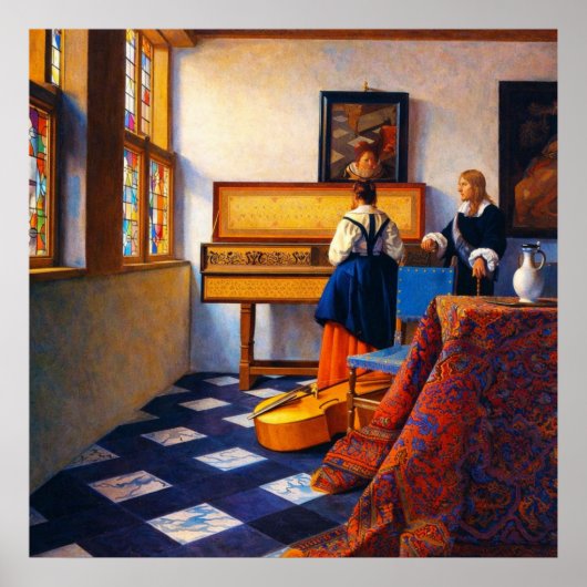 Eine Dame am Virginal mit einem Herrn Poster (Vorne)