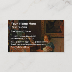 Eine Dame an einem Virginal, von Vermeer van Delft Visitenkarte