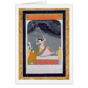 Eine Dame auf einem Schwingen, Kangra,