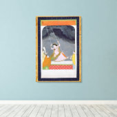 Eine Dame auf einer Schaukel, Kangra, Punjab Hügel Leinwanddruck (Insitu (Holzboden))