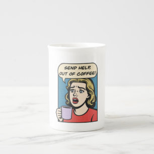 Eine Dame braucht ihren Kaffee, um Hilfe aus dem K Porzellantasse