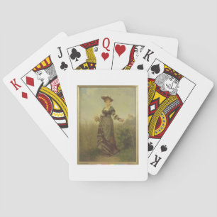 Eine Dame, die Blume in einer Landschaft pflückt ( Spielkarten