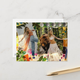 Eine Dame, die die surreale Bear-Collage wählte Postkarte