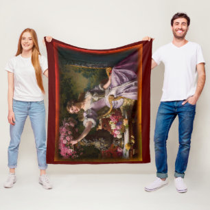 Eine Dame in einem Lilac-Kleid mit Blume Fleecedecke