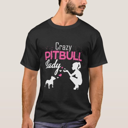 Eine Dame liebt einen verrückten Pitbull-Hund T-Shirt (Vorderseite)