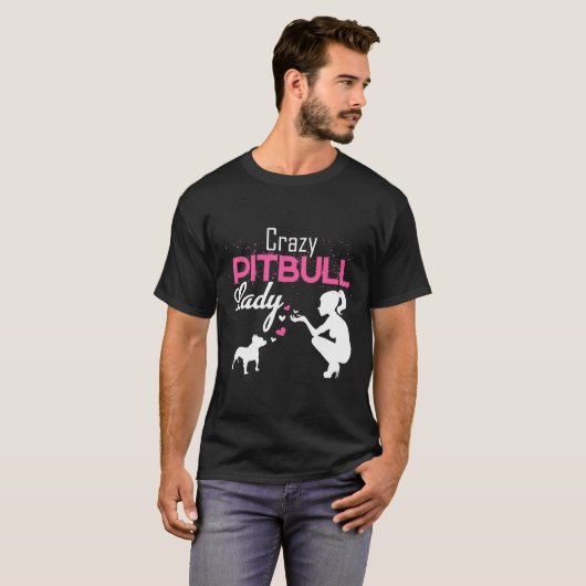 Eine Dame liebt einen verrückten Pitbull-Hund T-Shirt (Vorne ganz)