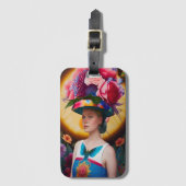 Eine Dame mit Blumenhut Gepäckanhänger (Vorderseite Vertikal)