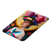 Eine Dame mit Blumenhut Magnet (Linke Seite)